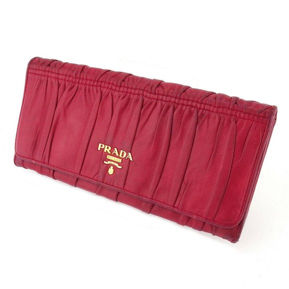 Authntic PRADA wallet gather pink leather - Picture 1 of 8